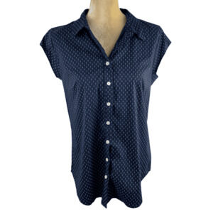 Susina women's navy polka dot top size M